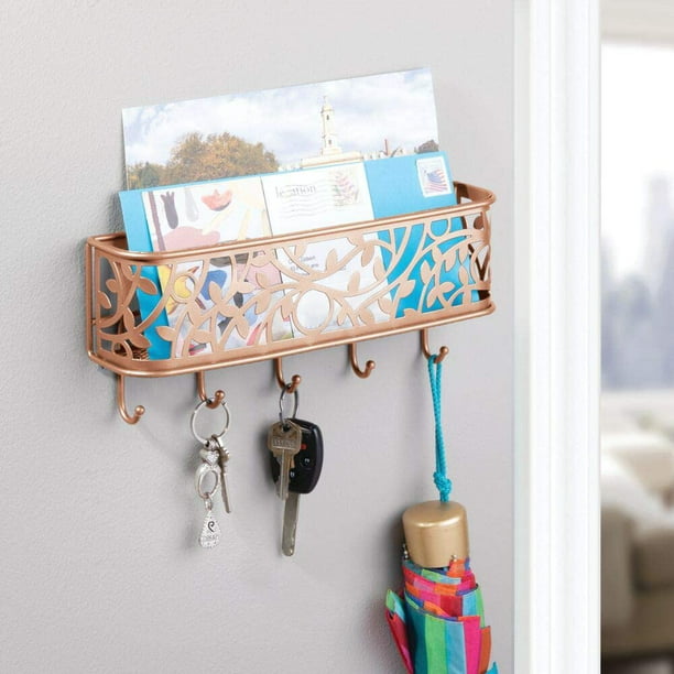 Kitchen-Wall Mount Key Rack Organizer for Entryway mDesign Mail Letter Holder
